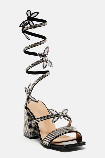 BUTTERFLY TIE UP HEELS (BLACK)